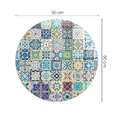 Verre sous poêle à bois ronde Motifs de mosaïque sur les carreaux