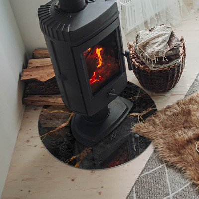 Verre sous poêle à bois ronde Marbre élégant avec veines
