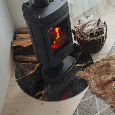 Verre sous poêle à bois ronde Marbre élégant avec veines