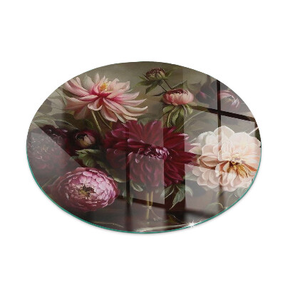 Vitre sous poêle à bois ronde Bouquet de fleurs en détail