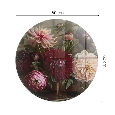 Vitre sous poêle à bois ronde Bouquet de fleurs en détail