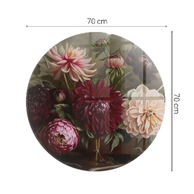Vitre sous poêle à bois ronde Bouquet de fleurs en détail