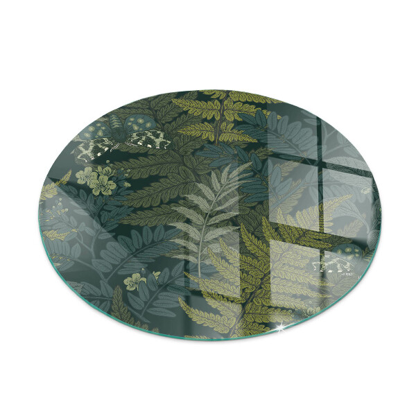 Verre sous poêle à bois ronde Motifs végétaux avec des papillons