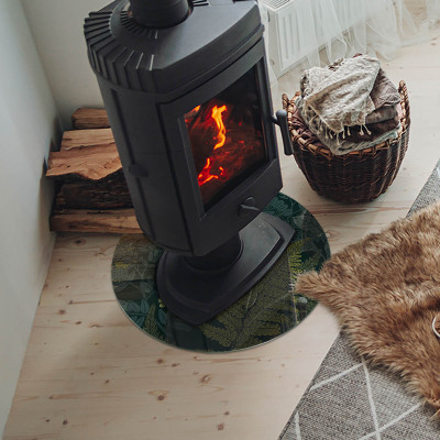 Verre sous poêle à bois ronde Motifs végétaux avec des papillons