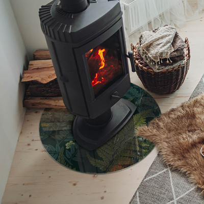 Verre sous poêle à bois ronde Motifs végétaux avec des papillons
