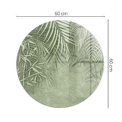 Vitre sous poêle à bois ronde Feuilles tropicales en arrière-plan