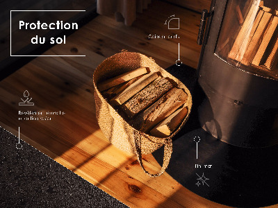 Tôle sous poêle Rectangulaire noire métallique