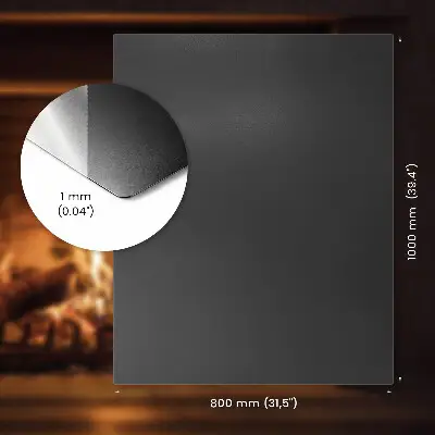 Tôle sous poêle de forme rectangulaire en métal noir