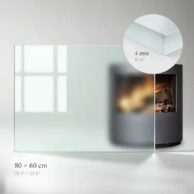 Plaque en verre pour poêle rectangulaire et semitransparente
