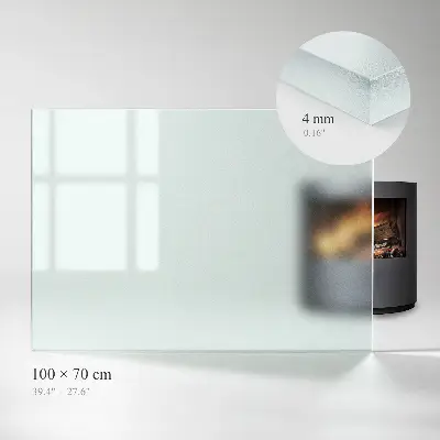 Plaque en verre pour poêle rectangulaire et semitransparente