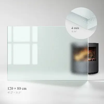 Plaque en verre pour poêle rectangulaire et semitransparente