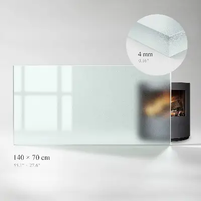 Plaque en verre pour poêle rectangulaire et semitransparente