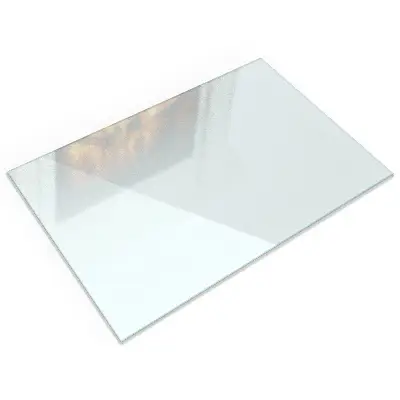 Plaque en verre pour poêle rectangulaire et semitransparente