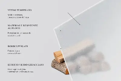 Plaque en verre pour poêle rectangulaire et semitransparente