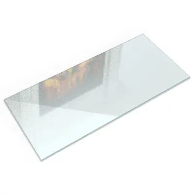 Plaque en verre pour poêle rectangulaire et semitransparente