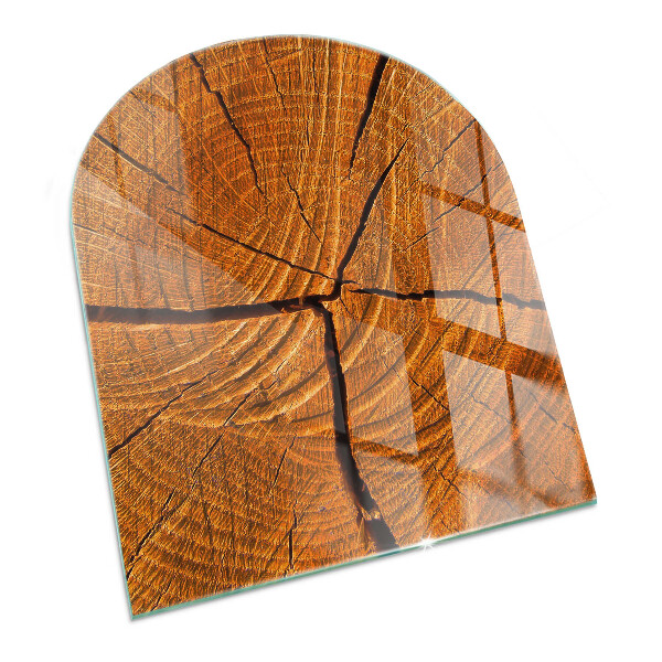 Plaque verre pour poêle semi-ovale Grain du bois en coupe transversale