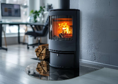 Vitre sous poêle à bois semi-ovale Géométrie tridimensionnelle