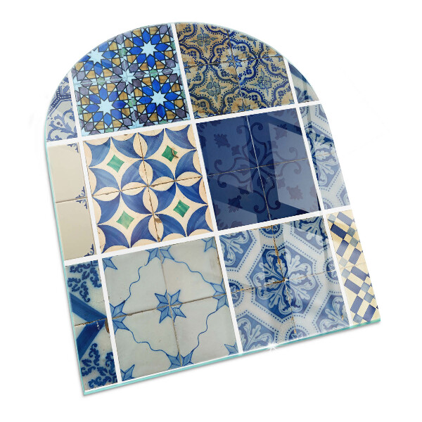 Vitre sous poêle à bois semi-ovale Motifs de carreaux de céramique