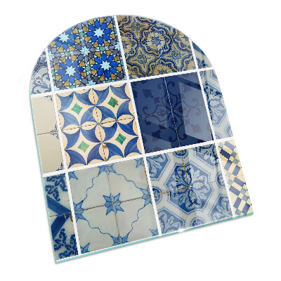 Vitre sous poêle à bois semi-ovale Motifs de carreaux de céramique