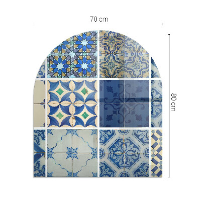 Vitre sous poêle à bois semi-ovale Motifs de carreaux de céramique