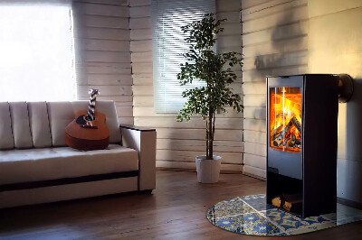 Vitre sous poêle à bois semi-ovale Motifs de carreaux de céramique