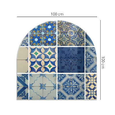 Vitre sous poêle à bois semi-ovale Motifs de carreaux de céramique