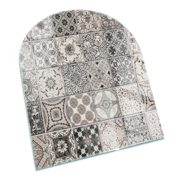 Plaque verre pour poêle semi-ovale Motifs de carreaux décoratifs