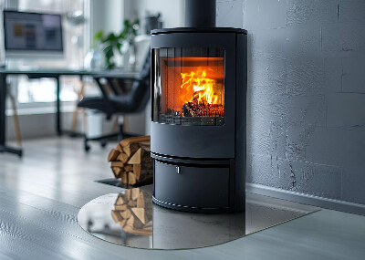 Vitre sous poêle à bois semi-ovale Motif de marbre veiné