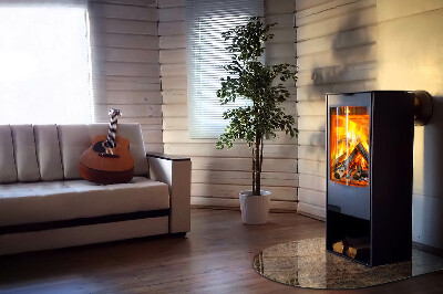 Vitre sous poêle à bois semi-ovale Motif bois naturel