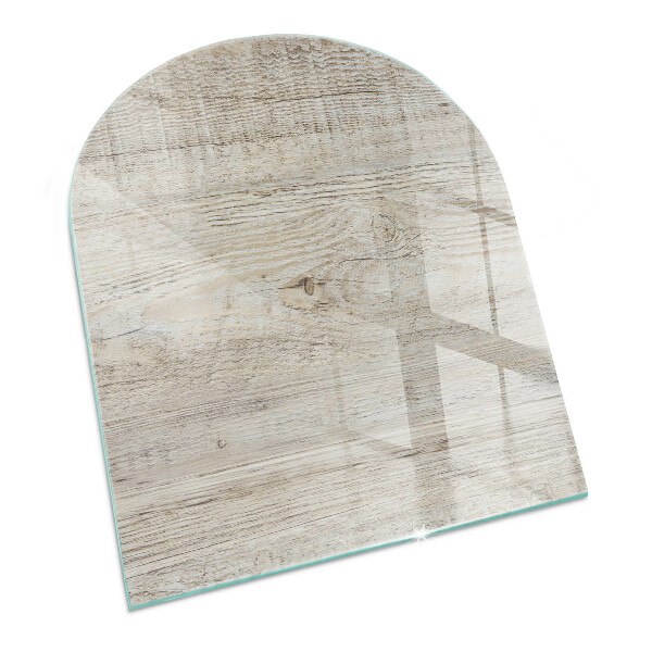 Plaque verre pour poêle semi-ovale Texture bois clair