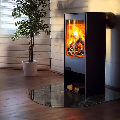 Vitre sous poêle à bois semi-ovale Motif de marbre élégant