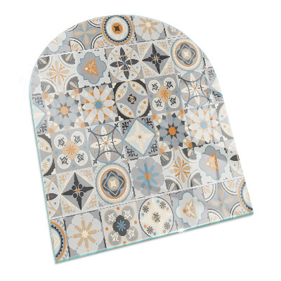 Plaque verre pour poêle semi-ovale Motifs de mosaïque dans les carreaux