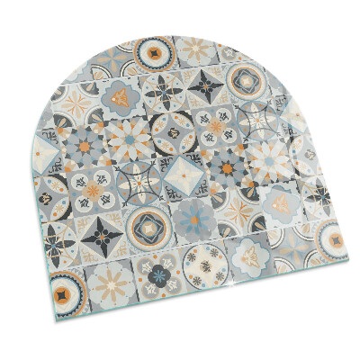 Plaque verre pour poêle semi-ovale Motifs de mosaïque dans les carreaux