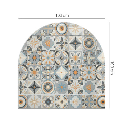 Plaque verre pour poêle semi-ovale Motifs de mosaïque dans les carreaux