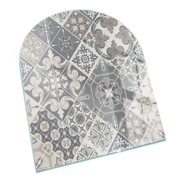 Vitre sous poêle à bois semi-ovale Motif de mosaïque décorative