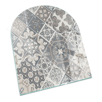 Vitre sous poêle à bois semi-ovale Motif de mosaïque décorative