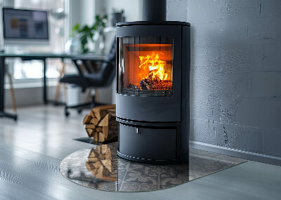 Vitre sous poêle à bois semi-ovale Motif de mosaïque décorative