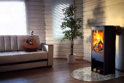 Vitre sous poêle à bois semi-ovale Motif de mosaïque décorative