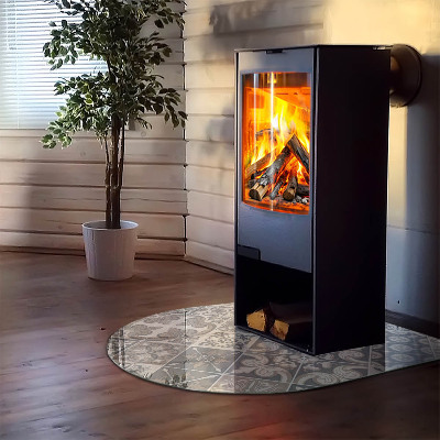 Vitre sous poêle à bois semi-ovale Motif de mosaïque décorative