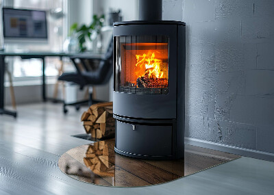 Vitre sous poêle à bois semi-ovale Planche de bois avec veinage