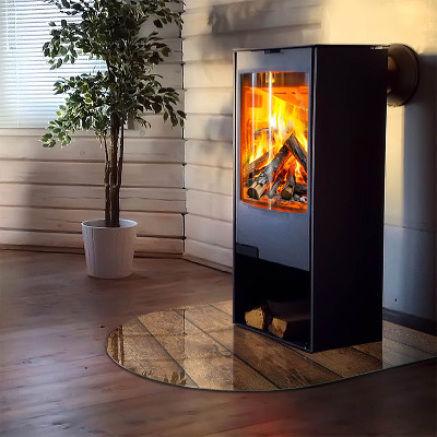 Vitre sous poêle à bois semi-ovale Planche de bois avec veinage