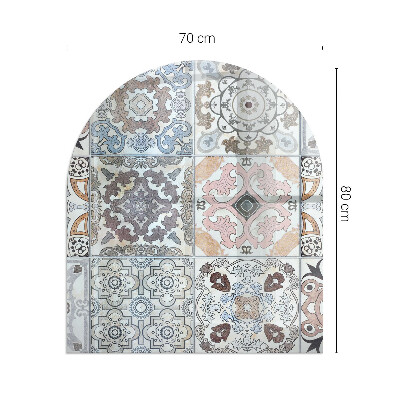 Plaque verre pour poêle semi-ovale Motifs de mosaïque dans les carreaux