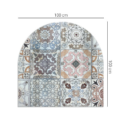 Plaque verre pour poêle semi-ovale Motifs de mosaïque dans les carreaux