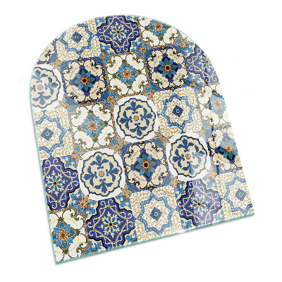 Vitre sous poêle à bois semi-ovale Motif mosaïque avec des fleurs