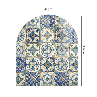 Vitre sous poêle à bois semi-ovale Motif mosaïque avec des fleurs