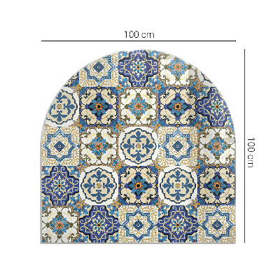 Vitre sous poêle à bois semi-ovale Motif mosaïque avec des fleurs
