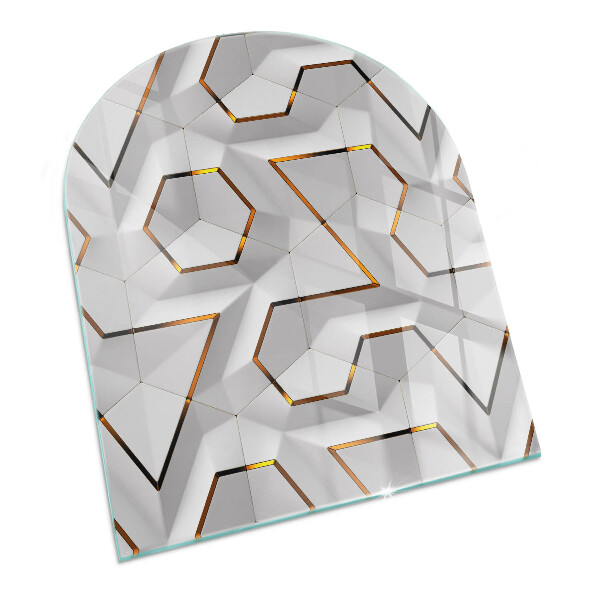 Plaque verre pour poêle semi-ovale Motif géométrique 3D