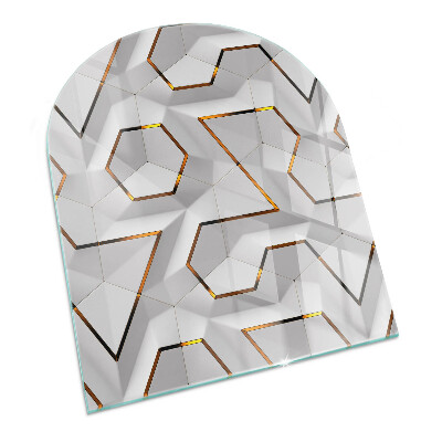 Plaque verre pour poêle semi-ovale Motif géométrique 3D