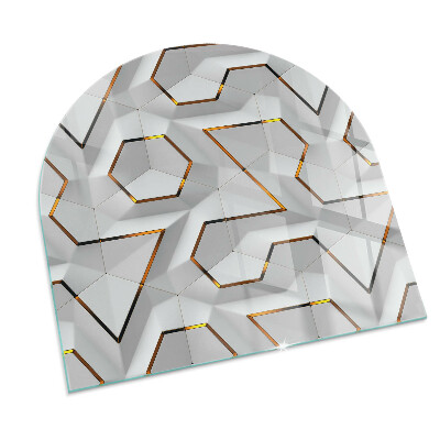 Plaque verre pour poêle semi-ovale Motif géométrique 3D