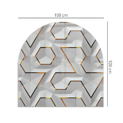 Plaque verre pour poêle semi-ovale Motif géométrique 3D